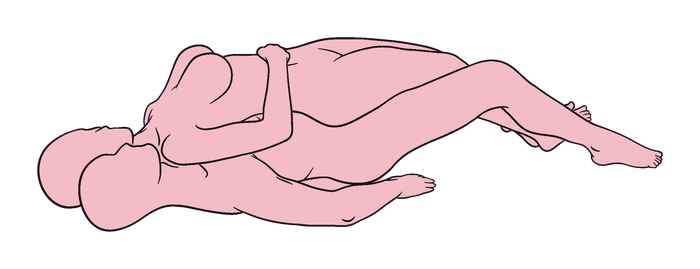 Lying Reverse Cowgirl position diagram