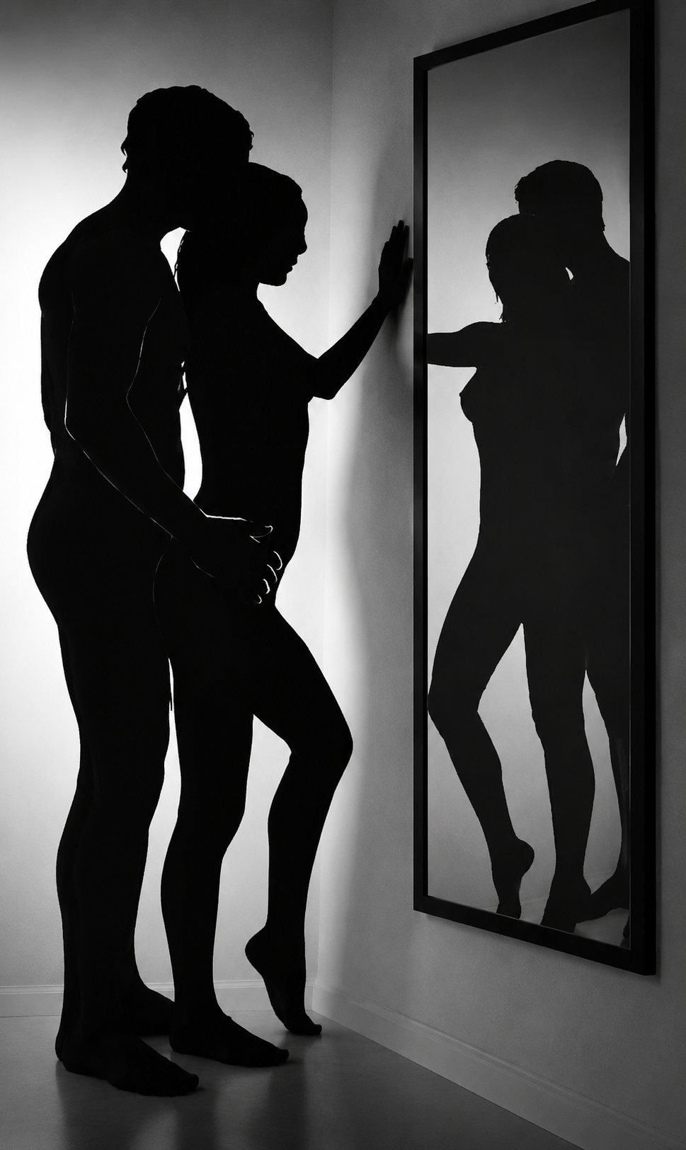 Standing Bodyguard position in front of a mirror